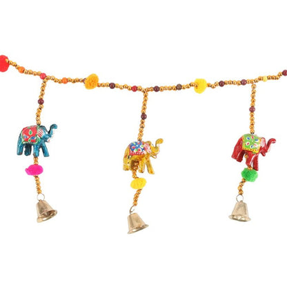 Hanging Elephant Garland with Beads and Bells - ScentiMelti  Hanging Elephant Garland with Beads and Bells