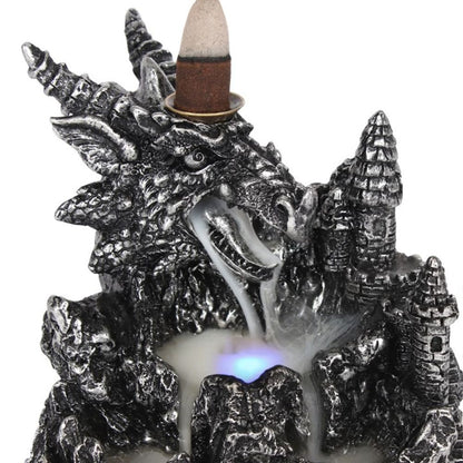 Silver Dragon Backflow Incense Burner With Light - ScentiMelti  Silver Dragon Backflow Incense Burner With Light