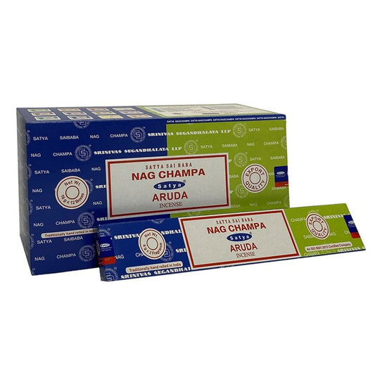Set of 12 Packets of Combo Satya Incense - Nag Champa Aruda