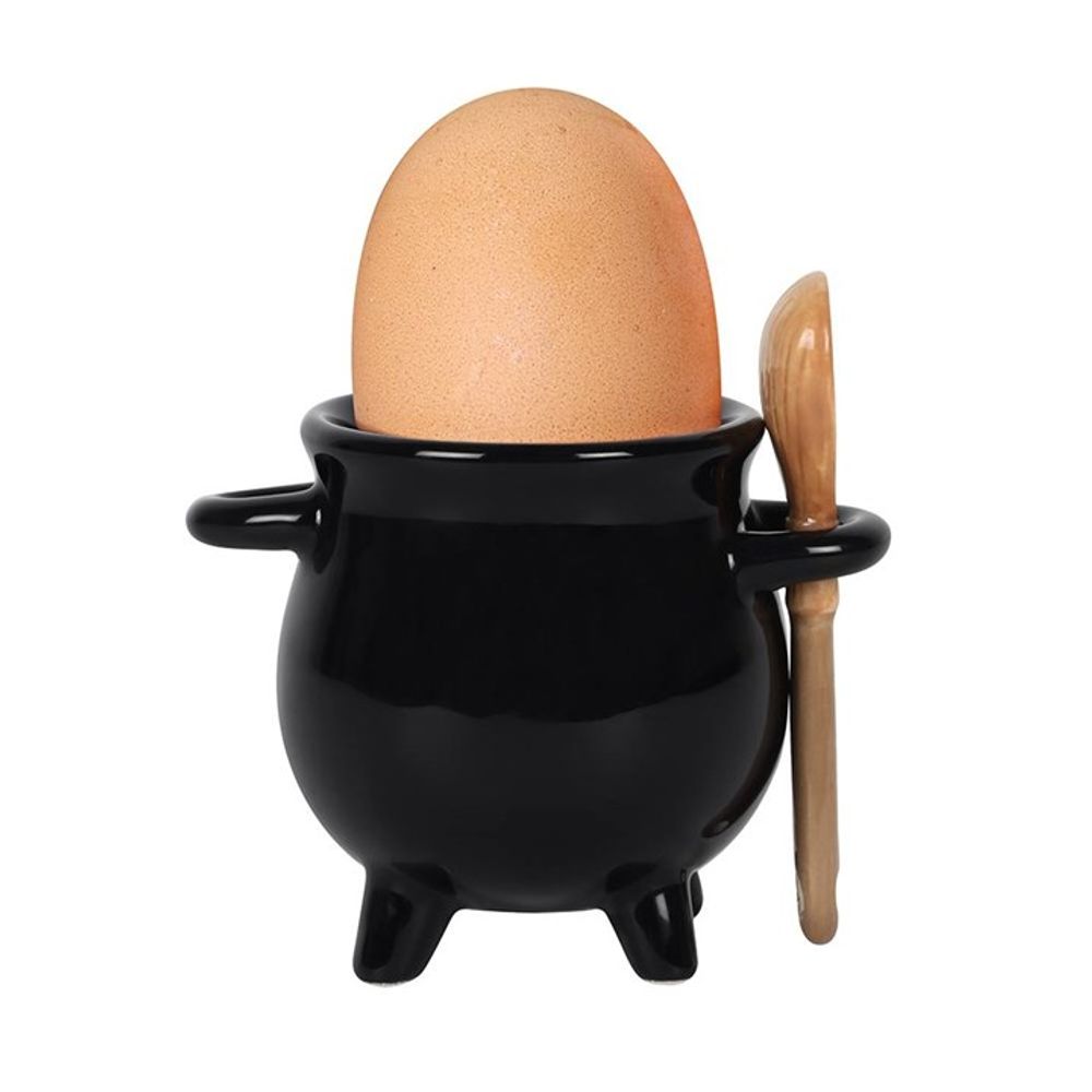 Cauldron Egg Cup with Broom Spoon - ScentiMelti  Cauldron Egg Cup with Broom Spoon