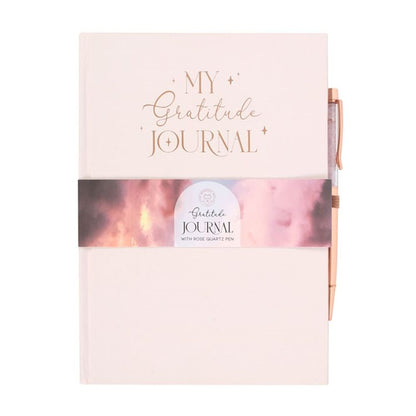 Gratitude Journal with Rose Quartz Pen - ScentiMelti  Gratitude Journal with Rose Quartz Pen