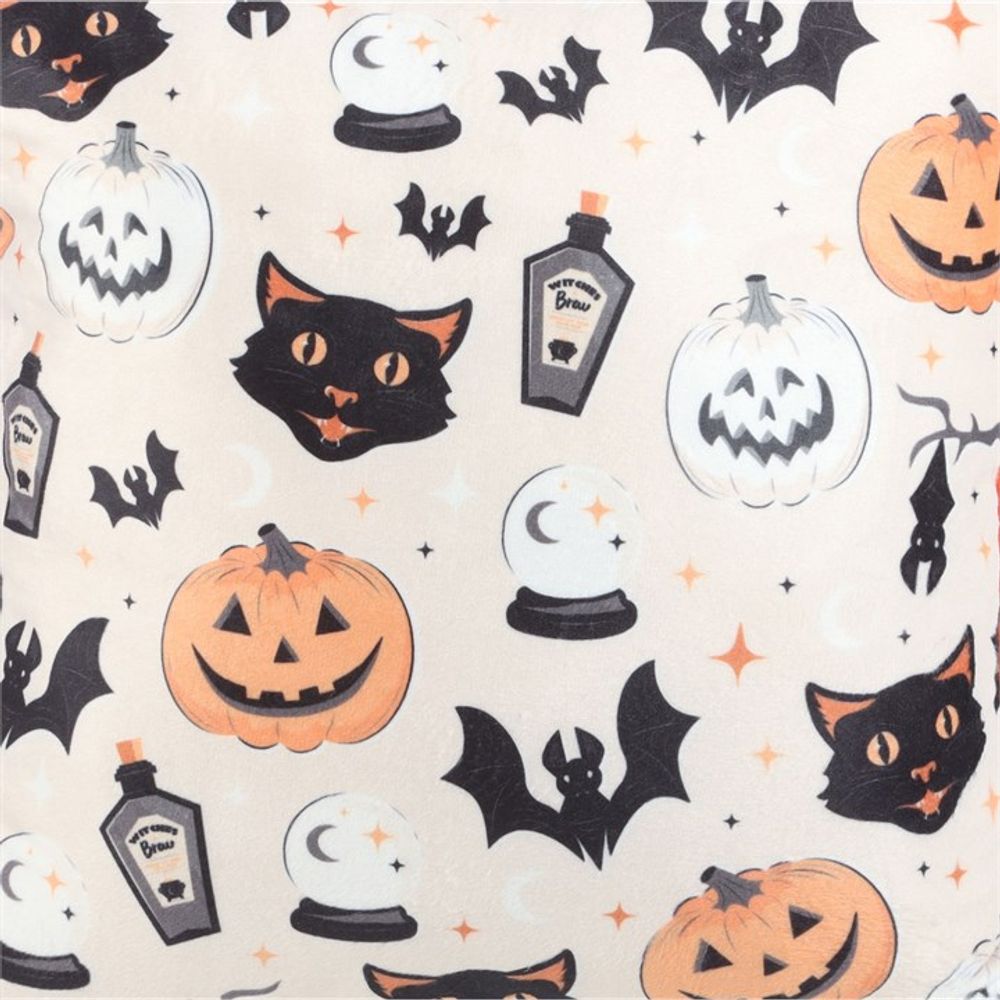 35cm Square Spooky Cat and Pumpkin Print Cushion - ScentiMelti  35cm Square Spooky Cat and Pumpkin Print Cushion