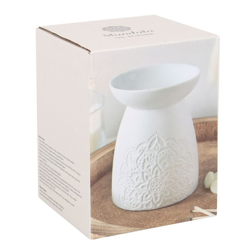 White Ceramic Mandala Oil Burner - ScentiMelti  White Ceramic Mandala Oil Burner