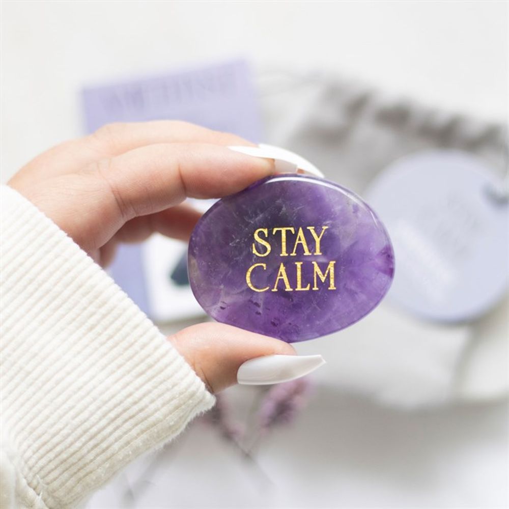 Stay Calm Amethyst Crystal Palm Stone - ScentiMelti  Stay Calm Amethyst Crystal Palm Stone