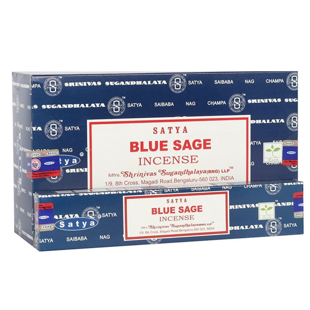 Set of 12 Packets of Blue Sage Incense Sticks by Satya - ScentiMelti  Set of 12 Packets of Blue Sage Incense Sticks by Satya