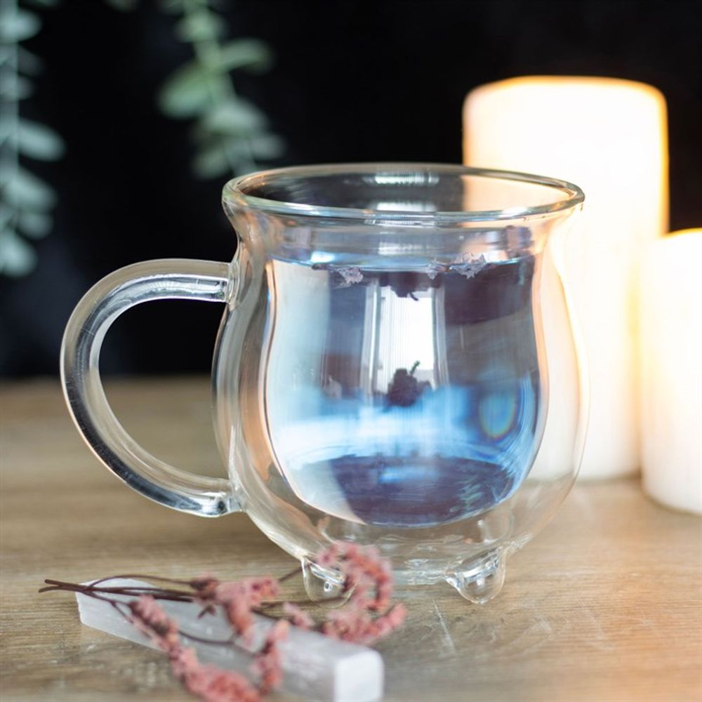 Clear Double Walled Glass Cauldron Mug - ScentiMelti  Clear Double Walled Glass Cauldron Mug