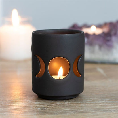 Small Black Triple Moon Cut Out Tealight Holder - ScentiMelti  Small Black Triple Moon Cut Out Tealight Holder