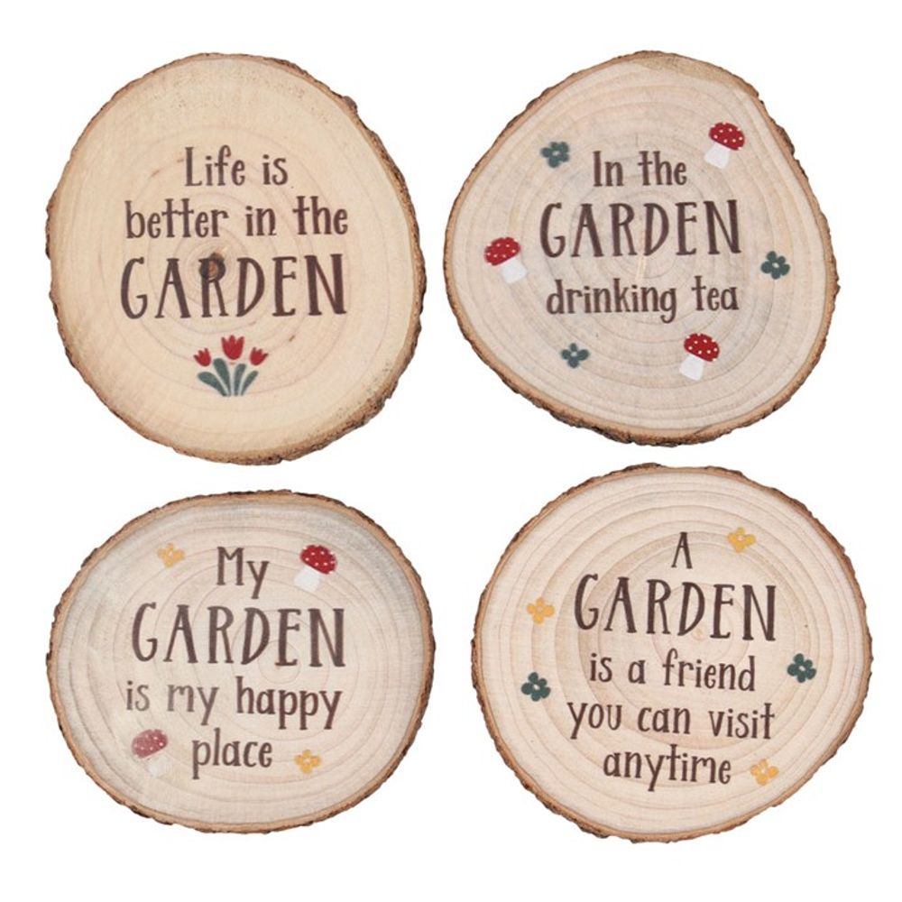 Garden Wood Slice Coaster Set - ScentiMelti  Garden Wood Slice Coaster Set