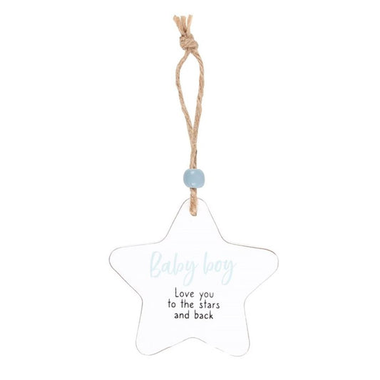 Baby Boy Hanging Star Sentiment Sign - ScentiMelti  Baby Boy Hanging Star Sentiment Sign