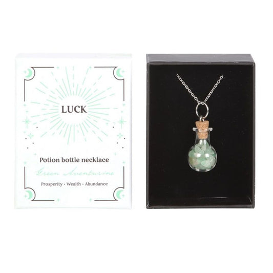 Luck Green Aventurine Crystal Chip Potion Bottle Necklace - ScentiMelti Home Fragrance, Beauty & Gifts UK