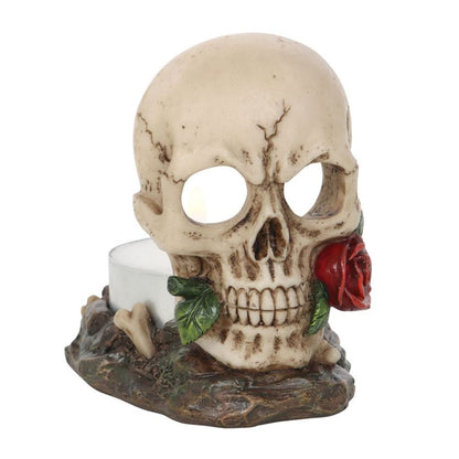 Skull Rose Tealight Holder - ScentiMelti  Skull Rose Tealight Holder