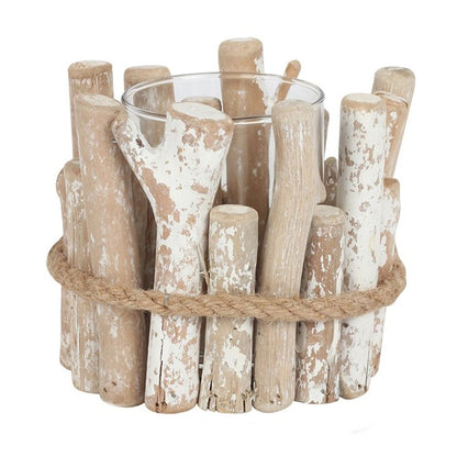 White Washed Driftwood Candle Holder - ScentiMelti  White Washed Driftwood Candle Holder