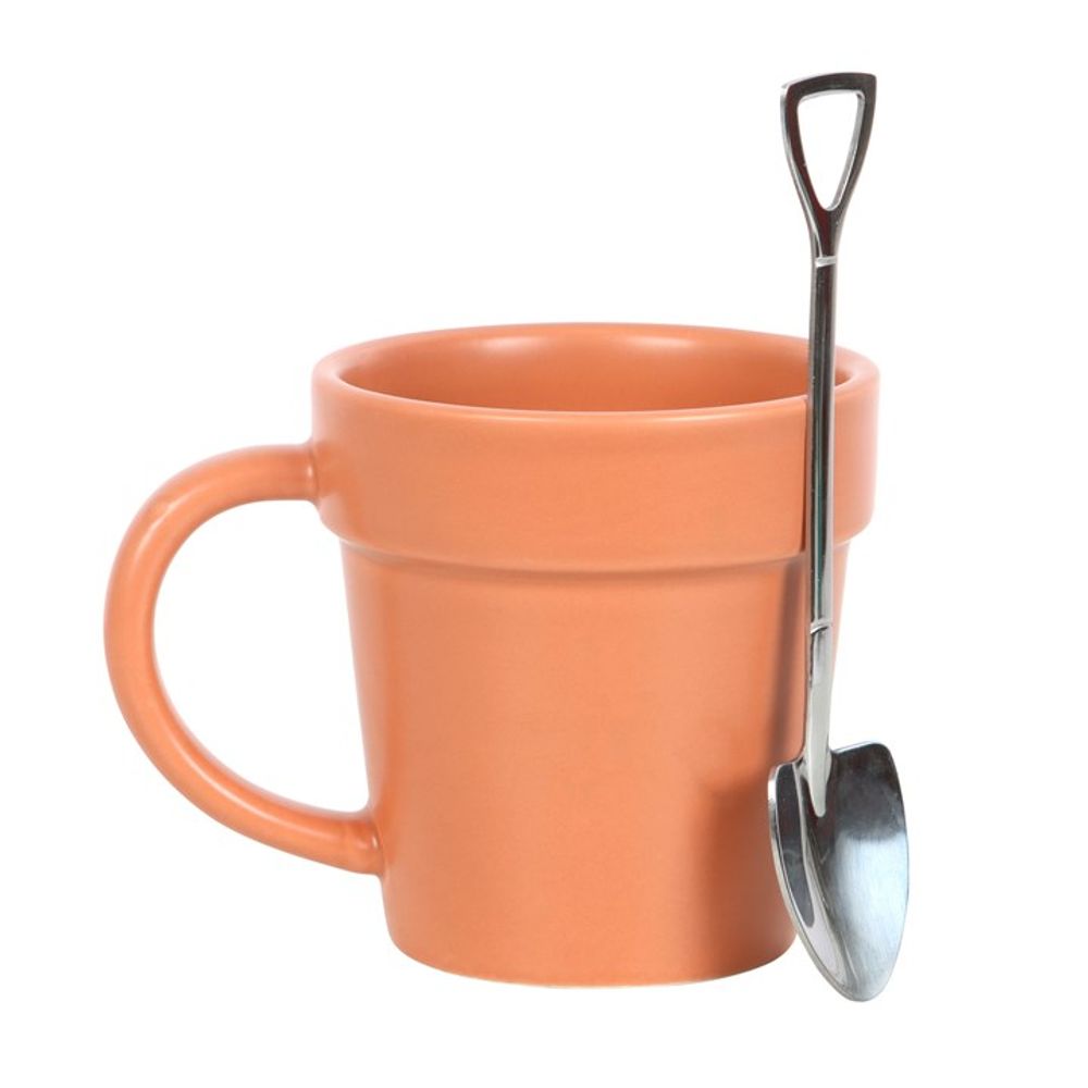 Plain Plant Pot Ceramic Mug and Shovel Spoon - ScentiMelti Home Fragrance, Beauty & Gifts UK