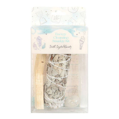 Smudge Kit with Clear Quartz Crystal - ScentiMelti  Smudge Kit with Clear Quartz Crystal