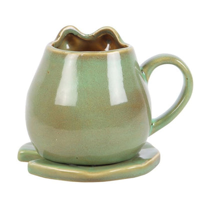 Frog Shaped Mug and Lily Pad Saucer - ScentiMelti  Frog Shaped Mug and Lily Pad Saucer