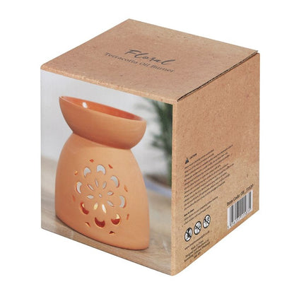 Floral Cutout Terracotta Effect Oil Burner - ScentiMelti  Floral Cutout Terracotta Effect Oil Burner