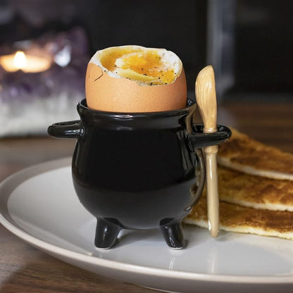 Cauldron Egg Cup with Broom Spoon - ScentiMelti  Cauldron Egg Cup with Broom Spoon