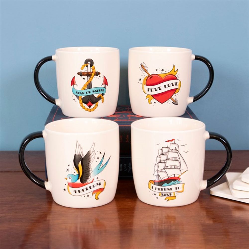 Sink Or Swim Tattoo Anchor Mug - ScentiMelti Home Fragrance, Beauty & Gifts UK