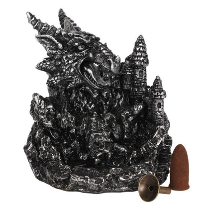 Silver Dragon Backflow Incense Burner With Light - ScentiMelti  Silver Dragon Backflow Incense Burner With Light