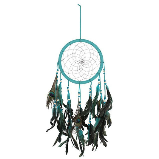 Turquoise Peacock Feather Dreamcatcher - ScentiMelti  Turquoise Peacock Feather Dreamcatcher