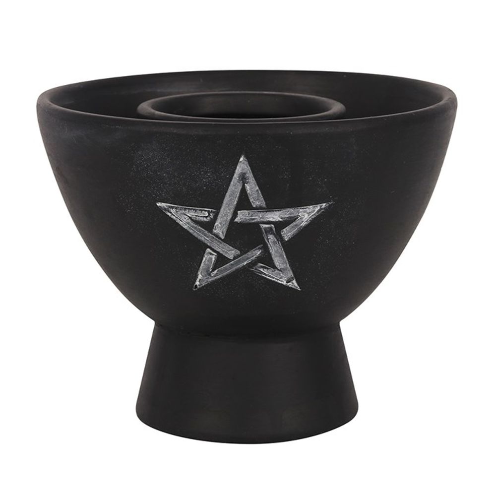 Black Pentagram Terracotta Smudge Bowl - ScentiMelti  Black Pentagram Terracotta Smudge Bowl