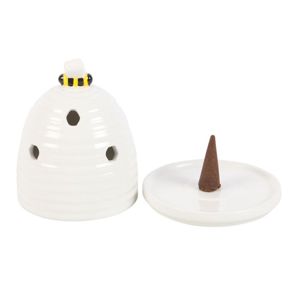 White Beehive Incense Cone Holder