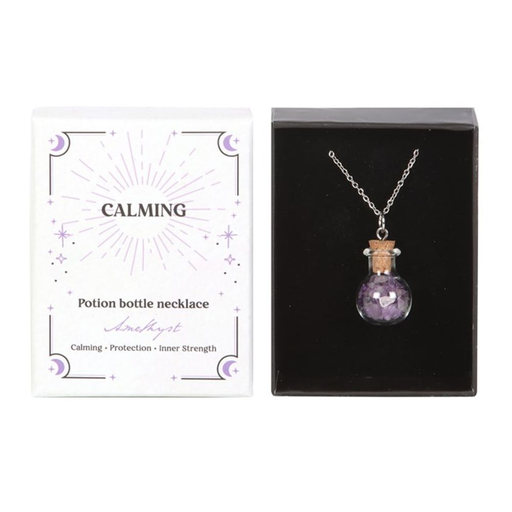 Calming Amethyst Crystal Chip Potion Bottle Necklace - ScentiMelti Home Fragrance, Beauty & Gifts UK