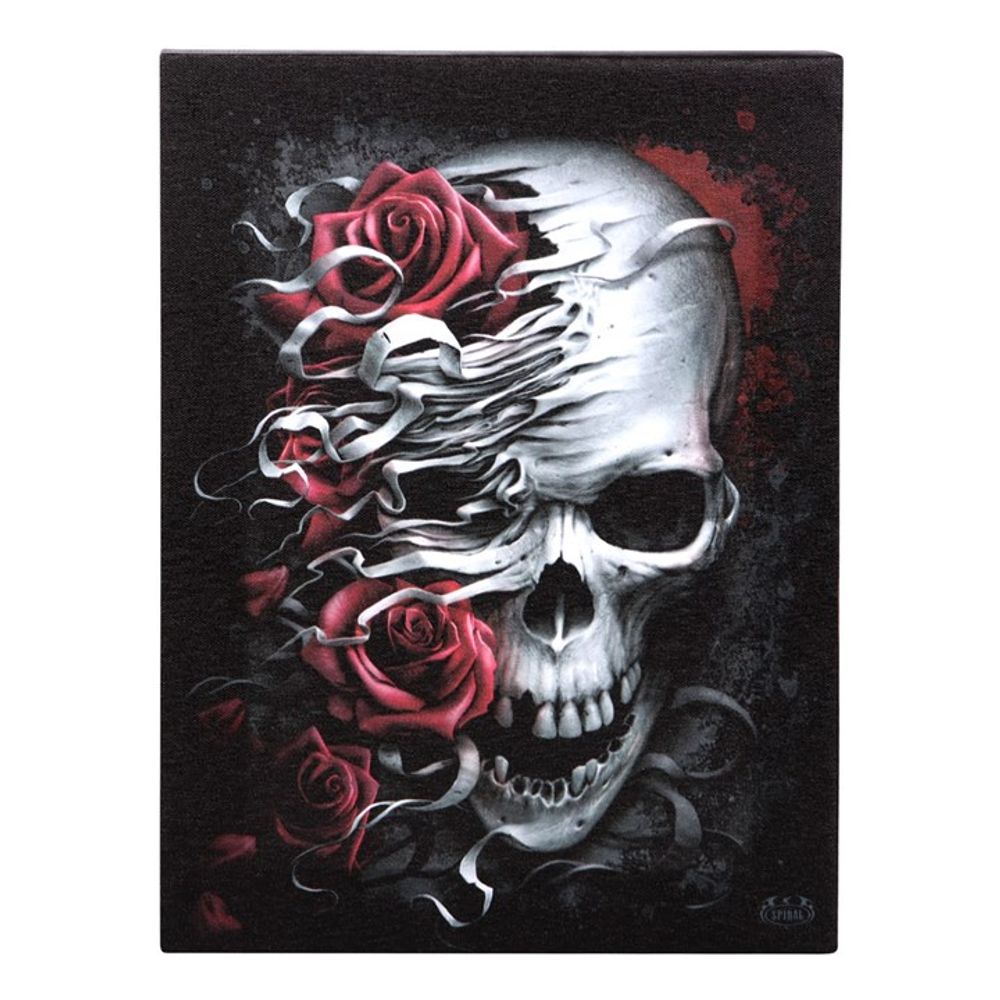 19x25cm Skulls n Roses Canvas Plaque by Spiral Direct - ScentiMelti  19x25cm Skulls n Roses Canvas Plaque by Spiral Direct