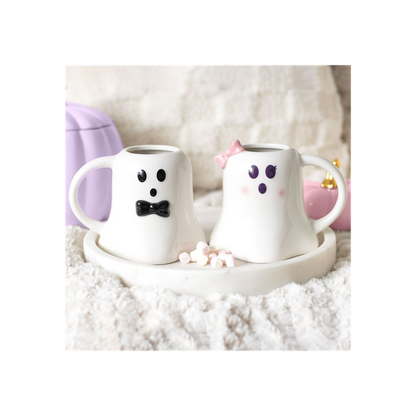 Mr and Mrs Boo Ghost Shaped Mug Set - ScentiMelti  Mr and Mrs Boo Ghost Shaped Mug Set