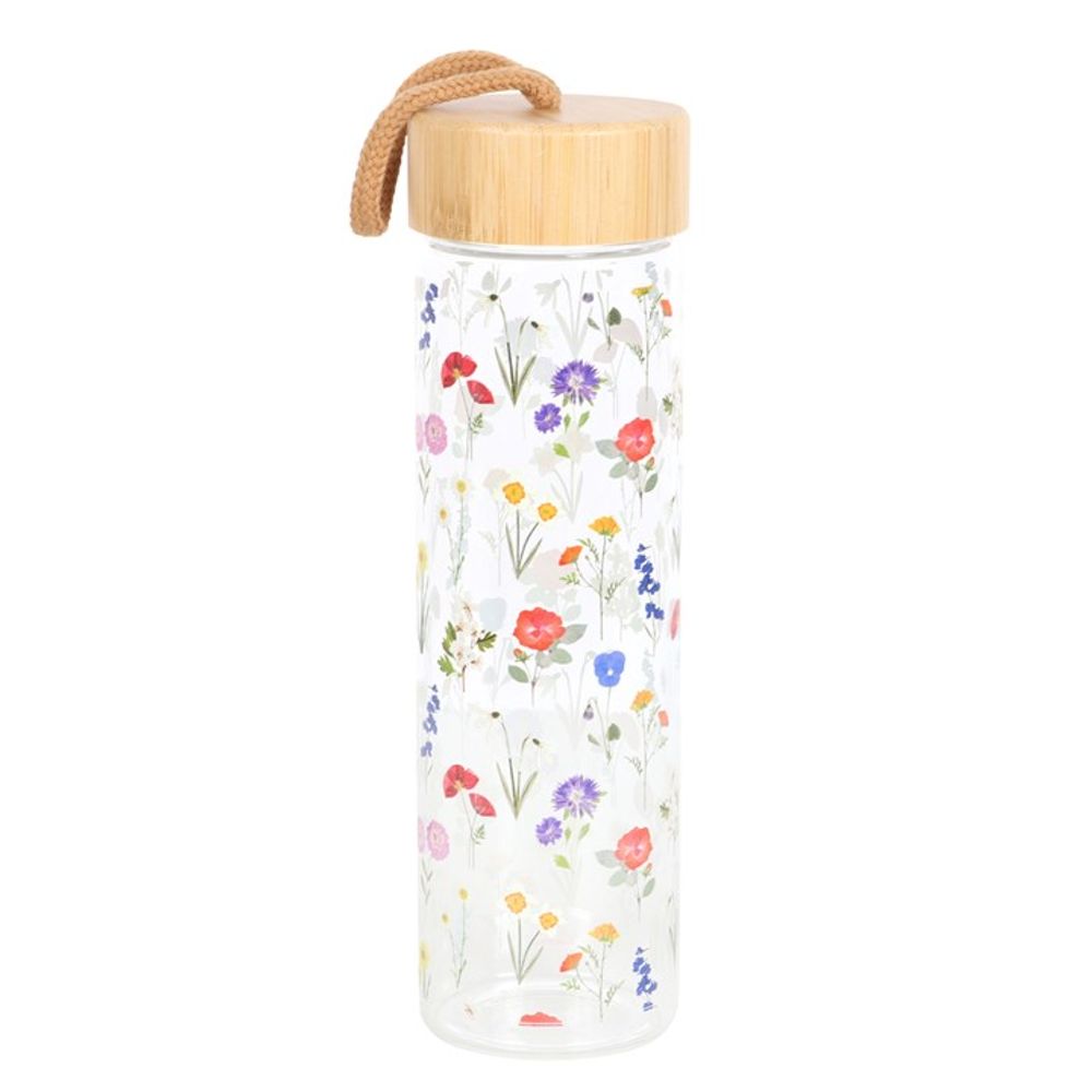 Wildflower Glass And Bamboo Water Bottle - ScentiMelti Home Fragrance, Beauty & Gifts UK