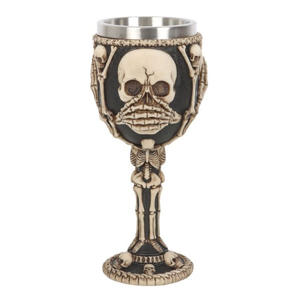 Resin See, Hear, Speak No Evil Skeleton Goblet - ScentiMelti Home Fragrance, Beauty & Gifts UK