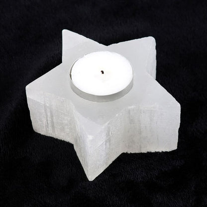 Selenite Star Tealight Holder - ScentiMelti  Selenite Star Tealight Holder