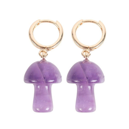 Amethyst Crystal Mushroom Earrings - ScentiMelti  Amethyst Crystal Mushroom Earrings