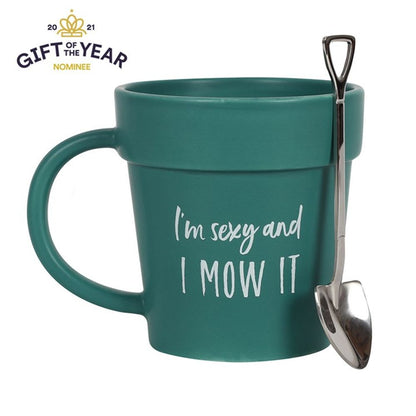 Sexy and I Mow It Pot Mug and Shovel Spoon - ScentiMelti  Sexy and I Mow It Pot Mug and Shovel Spoon