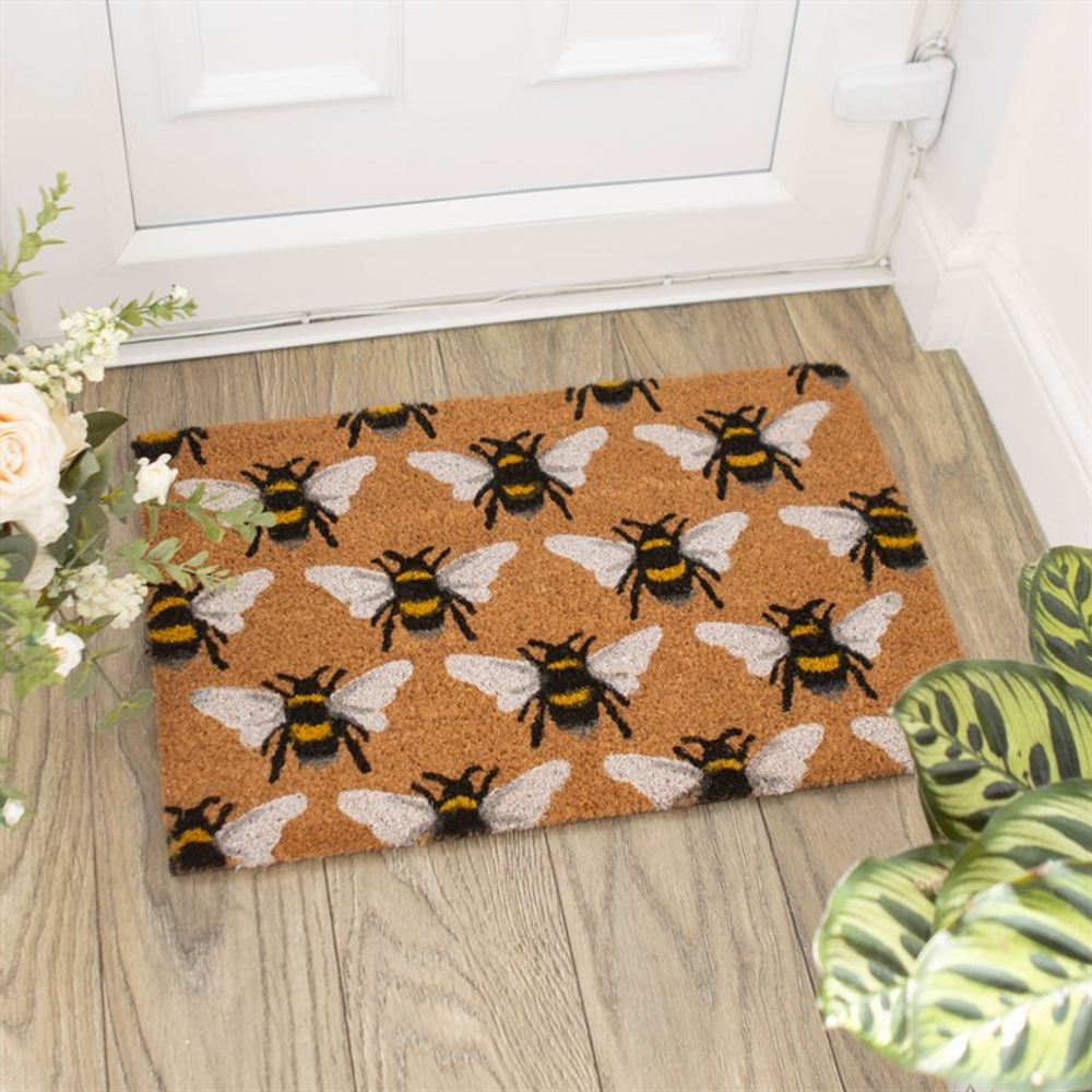 Natural Bee Print Door Mat - ScentiMelti  Natural Bee Print Door Mat