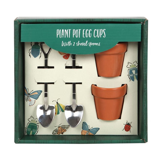 Plant Pot Egg Cup Set with Shovel Spoons - ScentiMelti  Plant Pot Egg Cup Set with Shovel Spoons