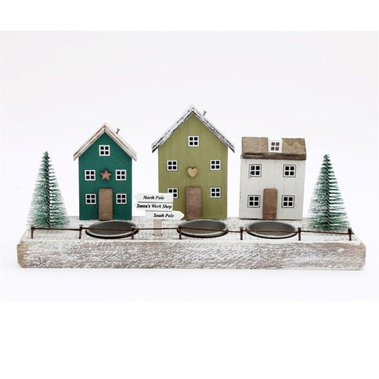 30cm Christmas House Triple Tealight Holder - ScentiMelti Home Fragrance, Beauty & Gifts UK