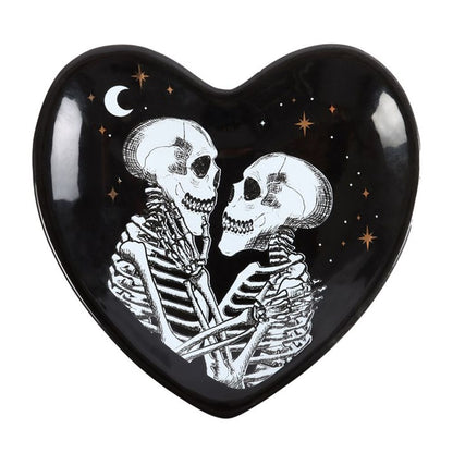 Skeleton Couple Heart Trinket Dish - ScentiMelti  Skeleton Couple Heart Trinket Dish