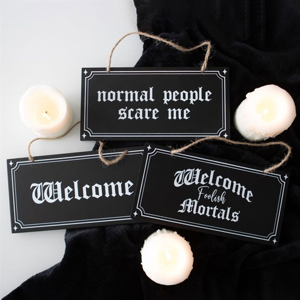 Welcome Foolish Mortals Hanging Sign - ScentiMelti  Welcome Foolish Mortals Hanging Sign