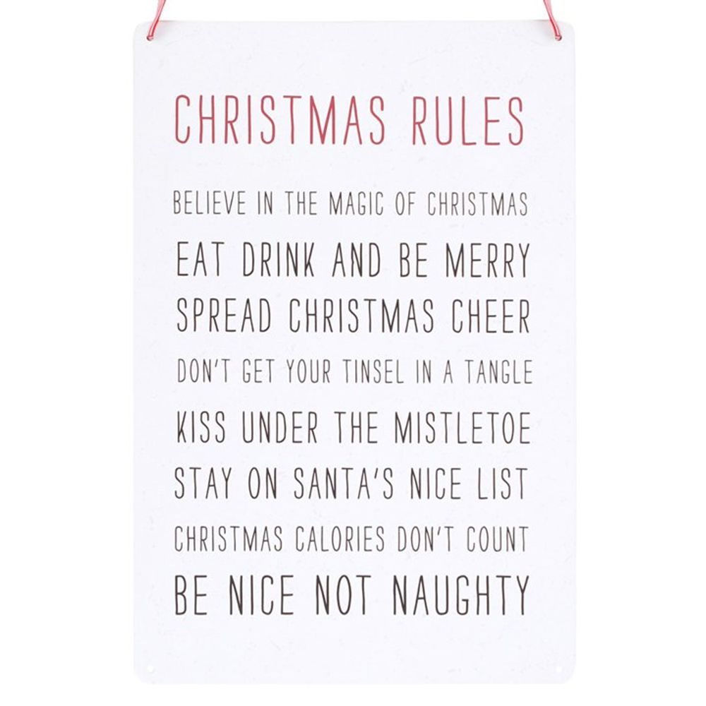 30cm Christmas Rules Metal Hanging Sign - ScentiMelti  30cm Christmas Rules Metal Hanging Sign