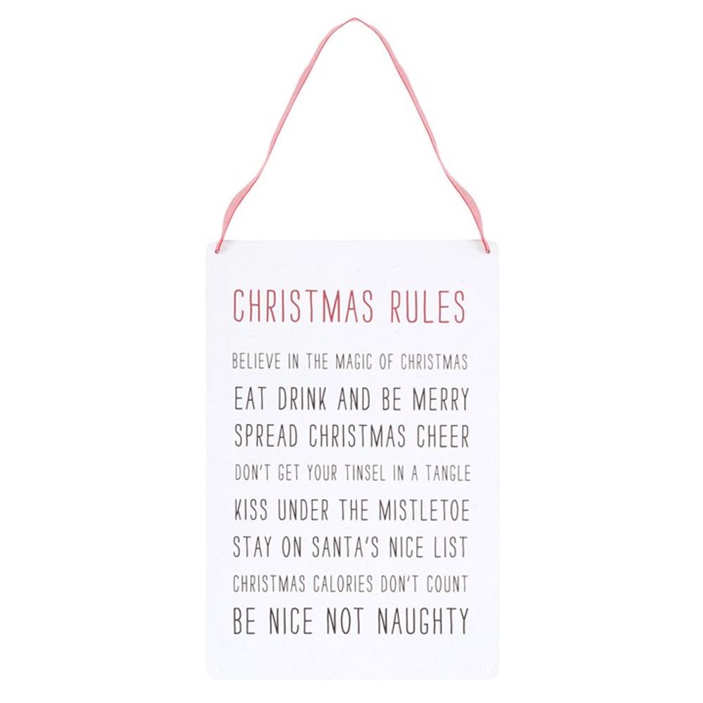 30cm Christmas Rules Metal Hanging Sign - ScentiMelti  30cm Christmas Rules Metal Hanging Sign