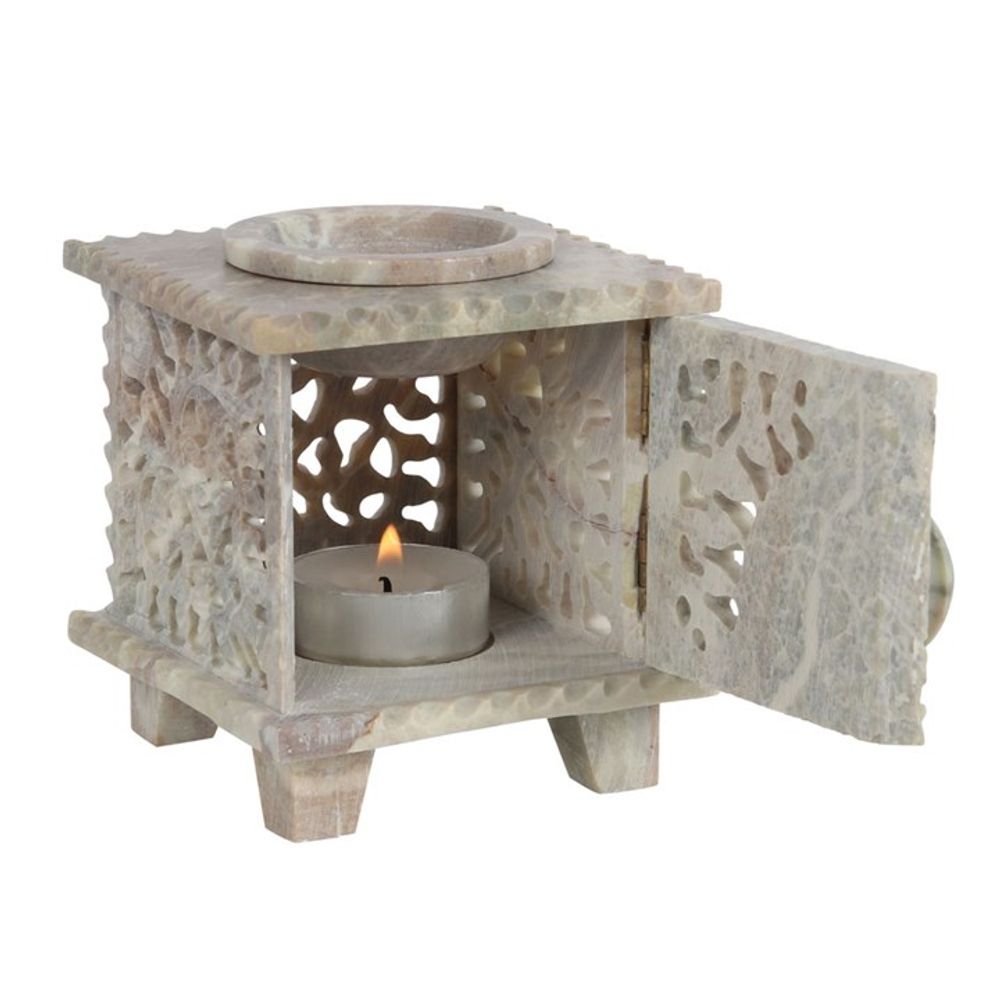 Carved Rose Soapstone Oil Burner - ScentiMelti  Carved Rose Soapstone Oil Burner