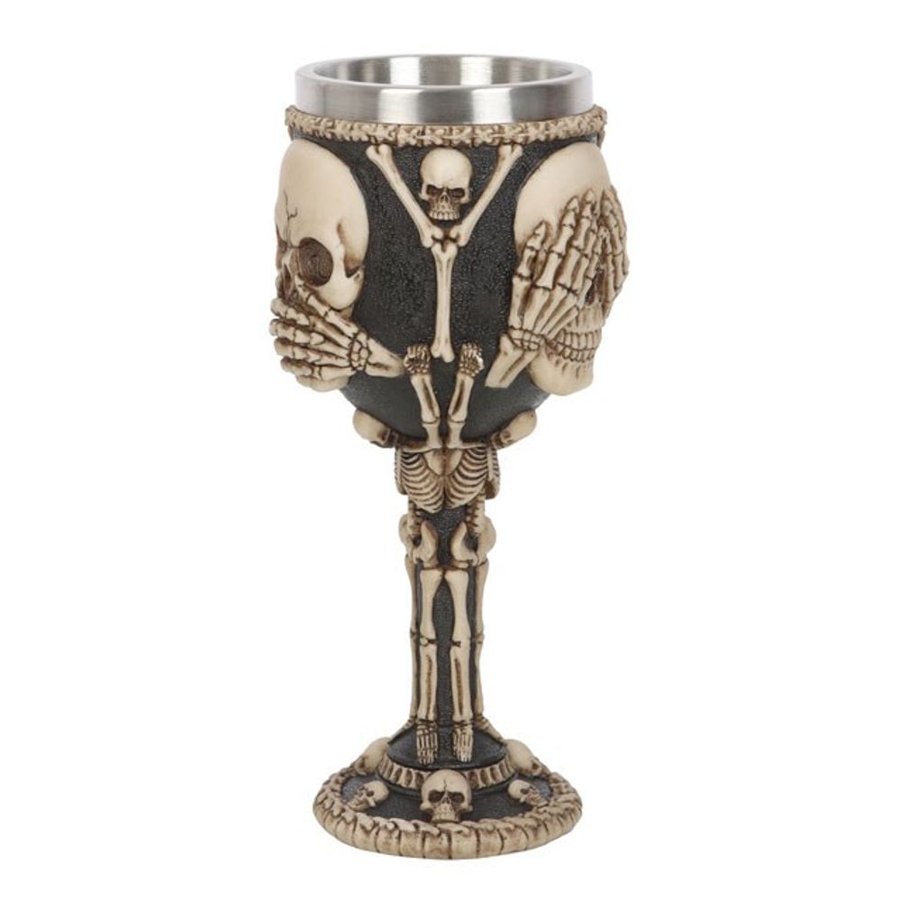 Resin See, Hear, Speak No Evil Skeleton Goblet - ScentiMelti Home Fragrance, Beauty & Gifts UK