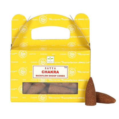 Set of 6 Packets of Chakra Backflow Dhoop Cones by Satya - ScentiMelti  Set of 6 Packets of Chakra Backflow Dhoop Cones by Satya