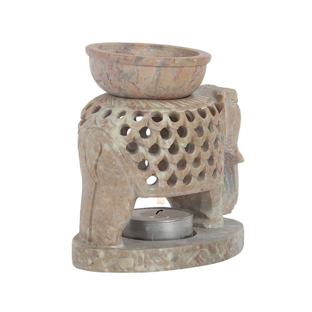 Downward Elephant Soapstone Oil Burner - ScentiMelti  Downward Elephant Soapstone Oil Burner