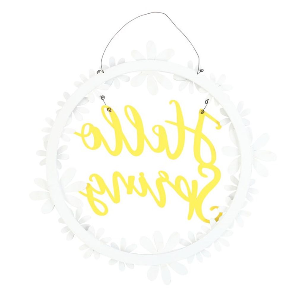 Hello Spring Hanging Daisy Wreath Decoration - ScentiMelti  Hello Spring Hanging Daisy Wreath Decoration