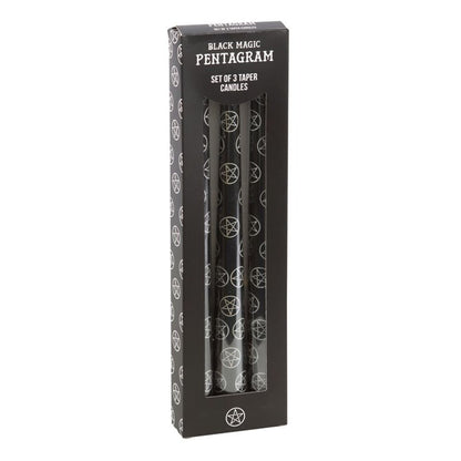 Set of 3 Black Magic Pentagram Taper Candles - ScentiMelti  Set of 3 Black Magic Pentagram Taper Candles