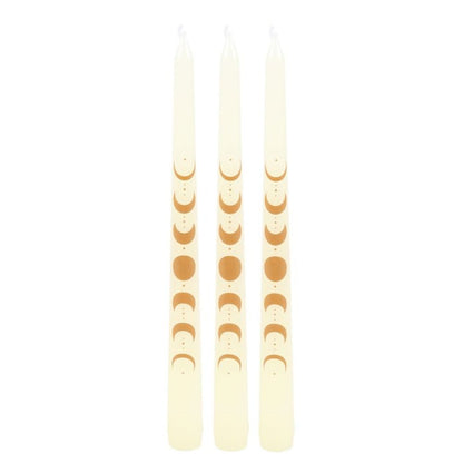 Set of 3 Off White Moon Phases Taper Dinner Candles - ScentiMelti  Set of 3 Off White Moon Phases Taper Dinner Candles