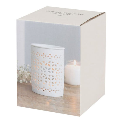 White Matte Cut Out Oil Burner - ScentiMelti  White Matte Cut Out Oil Burner