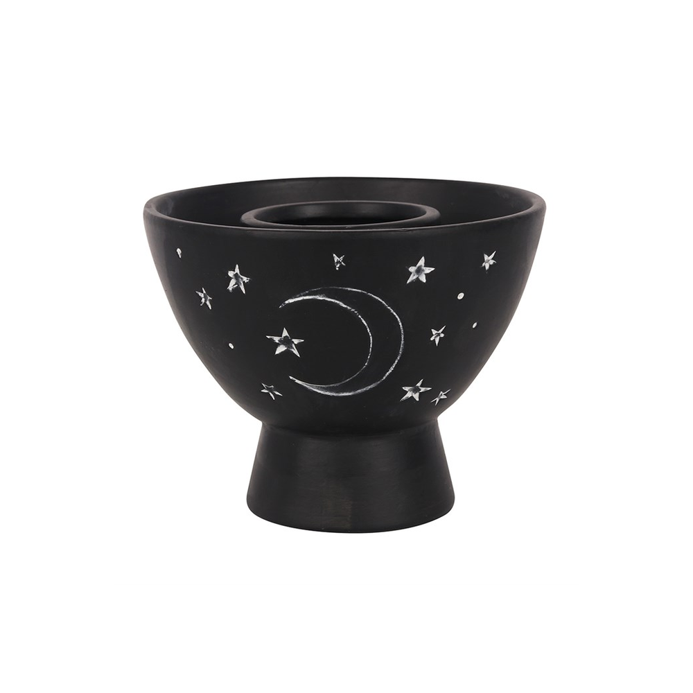 Black Moon and Stars Terracotta Smudge Bowl - ScentiMelti  Black Moon and Stars Terracotta Smudge Bowl